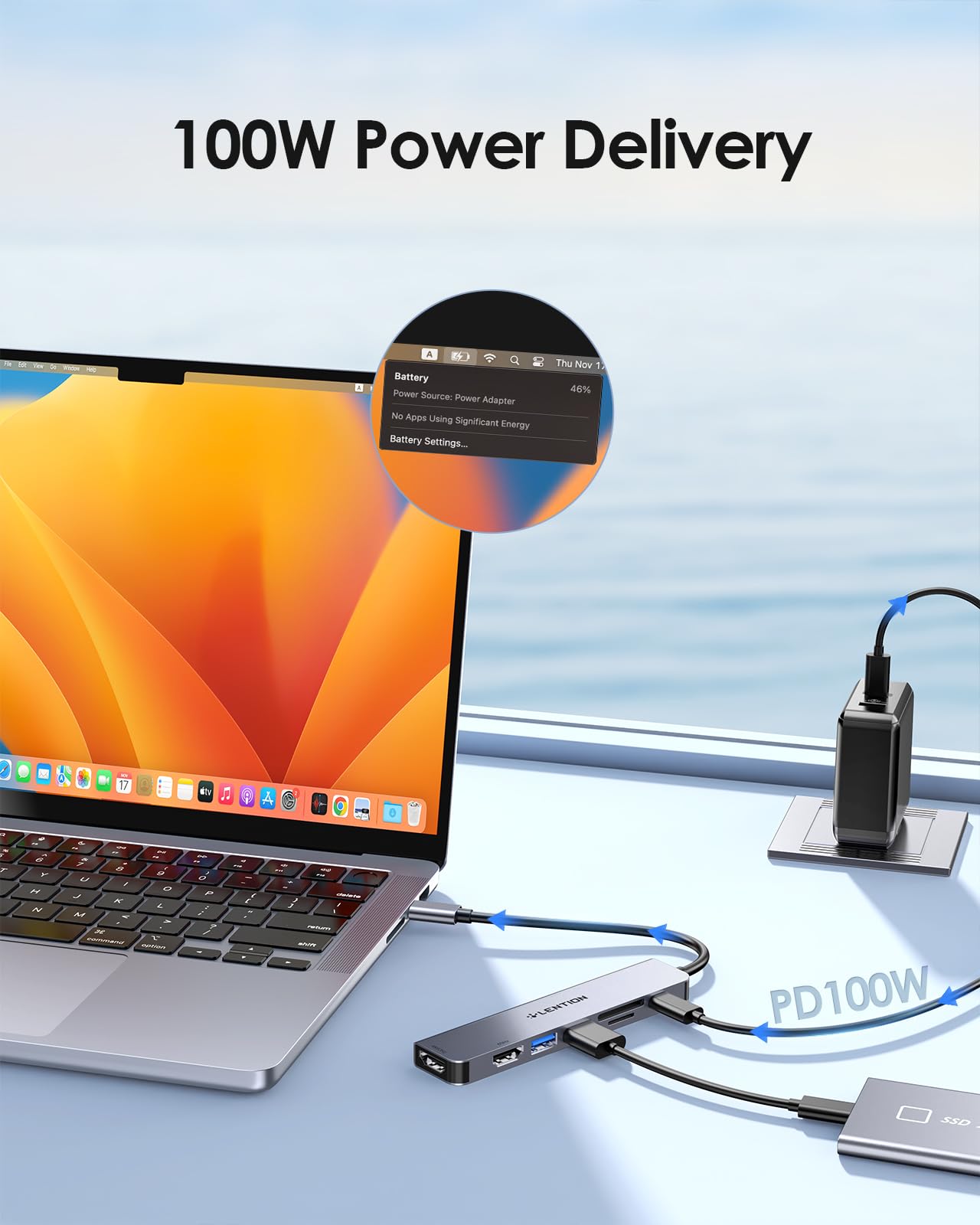 LENTION Laptop USB C Docking Station, Multiport with Dual Monitor HDMI 4K@60Hz, PD 100W, 5Gbps USB-A*2 Ports, SD/Micro Card Reader for MacBook Pro, MacBook Air, Dell and More(CE45, Space Gray