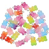 yueton 30PCS Colorful Resin Bear Charms Cute Candy Bear Charms Bear Shaped Clay Pendants for DIY Necklace Earrings Jewelry Making