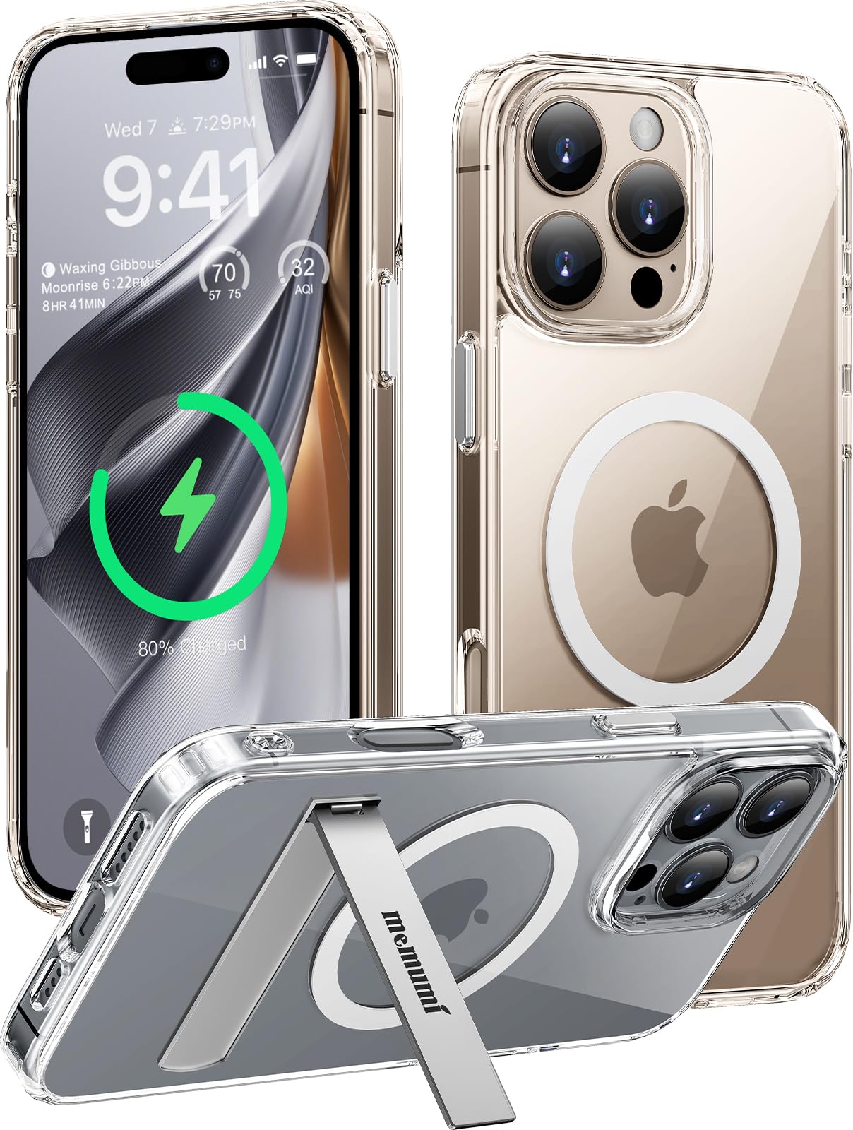 memumi Clear Case for iPhone 16 Pro Max, [Not Yellowing] [Camera Protection][Support Wireless Charging] Transparent Shockproof Protective Phone Cover, Anti-Scratch Clear Back