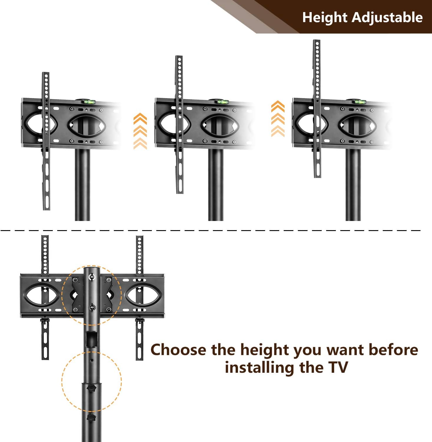 TVON Mobile TV Cart with Wheels for 23-55 inch LCD LED Flat Curved Screen TVs, Portable Rolling TV Stand with Height Adjustable Laptop Shelf, Holds up to 88 lbs Max VESA 400x400mm: Furniture & Decor