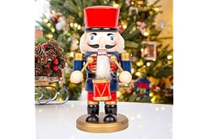 AMOR PRESENT Chubby Nutcracker Christmas Decor, Christmas Ornament, Wooden Nutcracker for Shelves, Table, Fireplace (7 Inch)