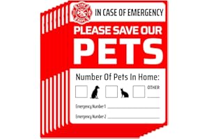 GUEER Pet Alert Safety Fire Rescue Sticker Double-Sided 8 Decals, Rescue Pet Decals Sign, Firefighters can See Alert on The Window, for Home Window Pet Door