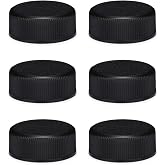 The Kombucha Company Black Polypropylene Screw Cap with Foam Liner, 28-400 Size, Fits Many 16oz &amp; 32oz Bottles Including Boston Rounds, for Kombucha, Juice, Pack of 6 (Bottles Not Included)