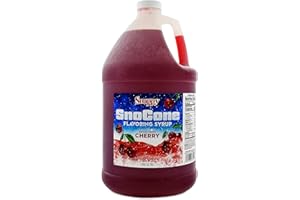 Snappy Cherry Sno Cone Syrup, 1 Gallon (128 ounces) Size, Ready to Use For Snow Cone Machines, Flavored Syrup for Shaved Ice, 14 Snow Cone Flavor Options