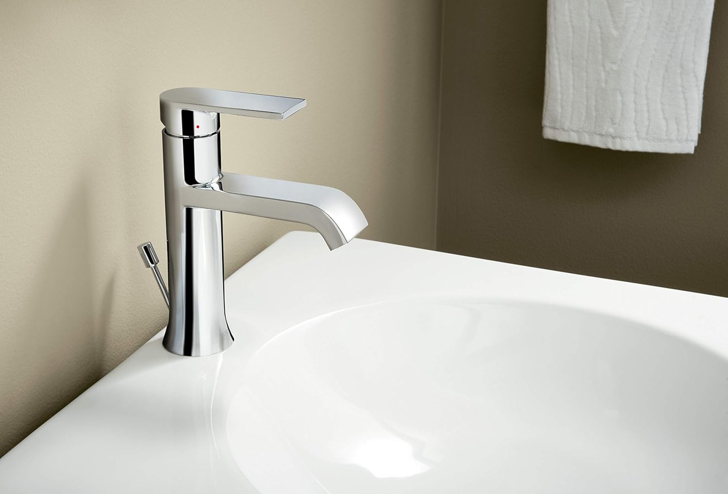 Moen 6702 Genta One-Handle Single Hole Modern Bathroom Sink Faucet with Optional Deckplate, Chrome - - 