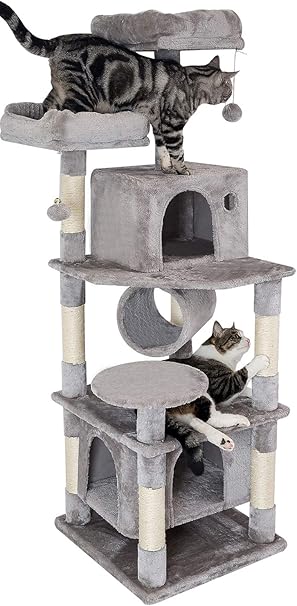 Amazon Mwpo キャットタワー 猫タワー トンネル付き 麻紐 ゆらゆらハンモック 運動用 ストレス解消 全年齢向き 157cm 匂いなし 072b Mwpo キャットタワー 通販