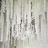 BAZIPEI 33Ft Wisteria Hanging Flowers White Artificial Flower Garland Wisteria Silk Fake Hanging Flower Garland Vine for Wedding Arch Party Outdoor Home Wall Garden Decor 10 Packs