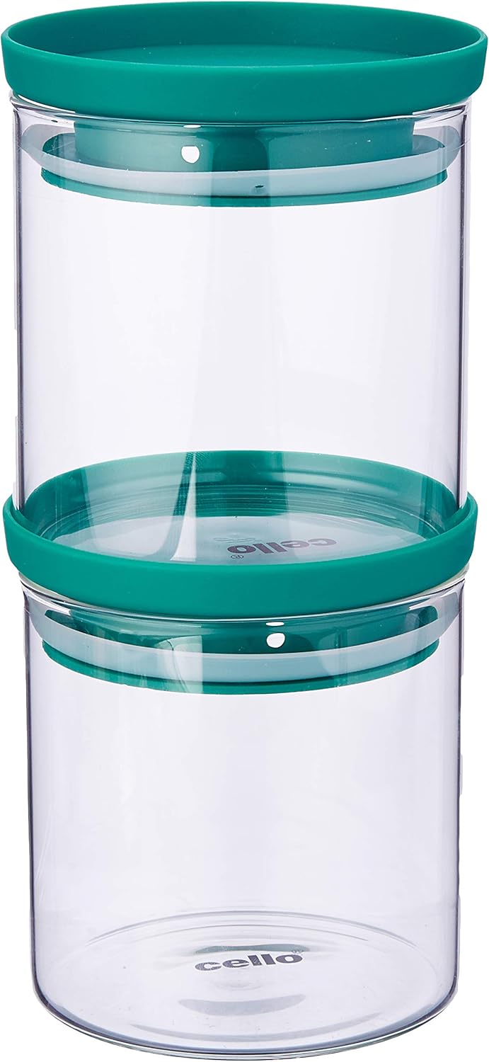 Buy Cello Glass Glass Jars 500 Ml, 2 Pieces, Green Online at Low