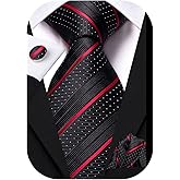 Hi-Tie 63" 70" Ties for Men Silk Extra Long Mens Ties Set and Pocket Square Cufflinks Paisley Necktie Business Wedding