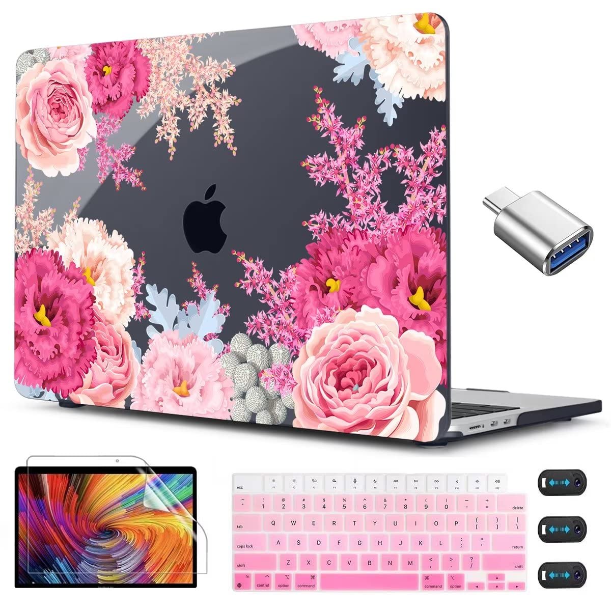 Photo 1 of CISSOOK Laptop Cover, Hard Shell Case with Keyboard Cover for MacBook Air 13.6 inch M3 A3113 & M2 A2681, Gorgeous Flowers