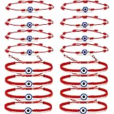 SONNYX 16 Set Evil Eye String Kabbalah Bracelets 7 Knots Bracelets Adjustable Hand-Woven Red Rope Cord Thread Braided Bracelet Protection Lucky Amulet Bracelet for Women Men