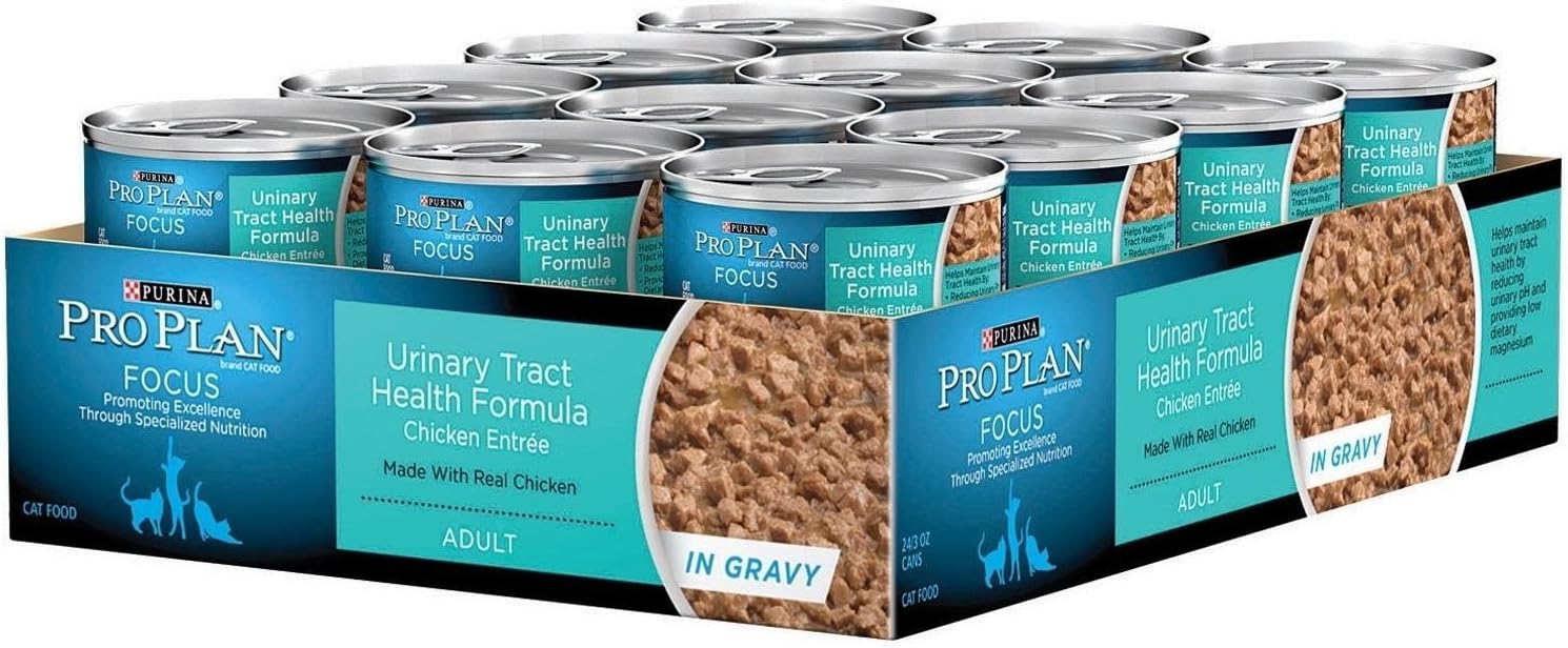 Purina Pro Plan Urinary Tract Health Gravy Wet Cat Food, FOCUS Urinary Tract Health Formula Chicken Entree, 3Oz (Pack of 24) : Canned Wet Pet Food : Pet Supplies