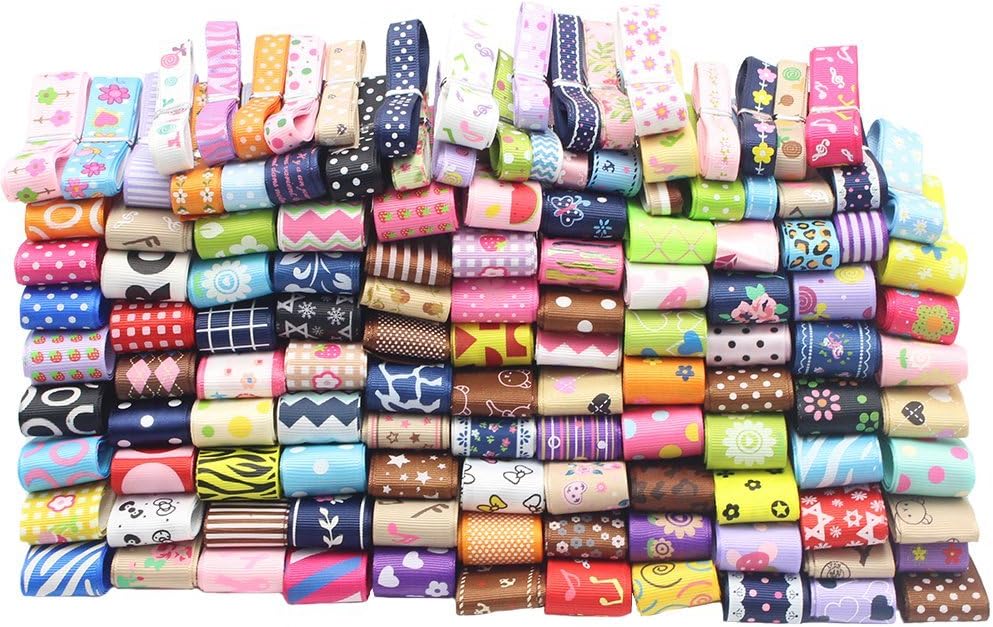 12y/lot Random Assortment 6-25mm Grosgrain and Satin Ribbon (Mixed Colors 15)