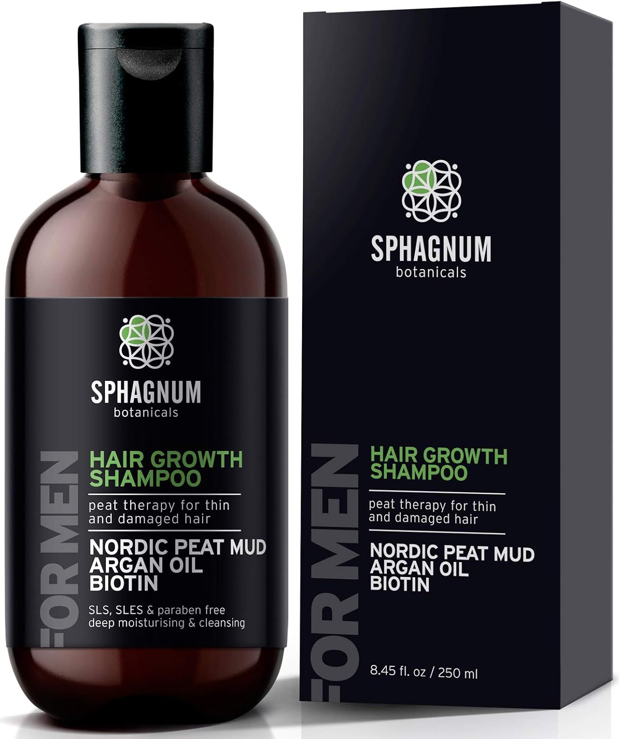 Hair Growth Shampoo For Men, Natural Biotin Boost with Argan Oil and Peat Mud
