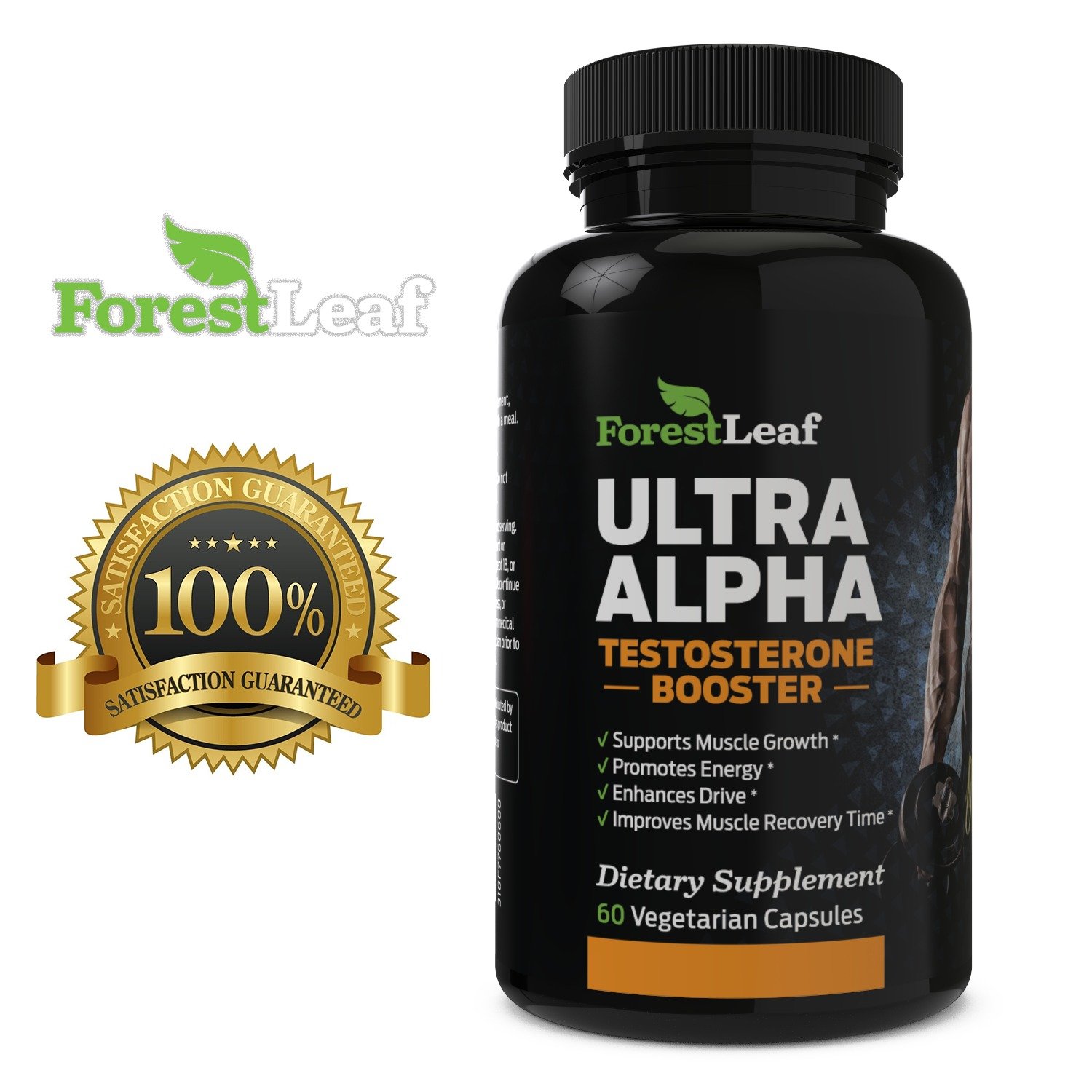 MAX Strength Testosterone Booster Men\'s Supplement - Boosts Muscle Growth & Recovery - Enhances Sex Drive, Energy & Stamina - 60 Veggie Capsules - By ForestLeaf