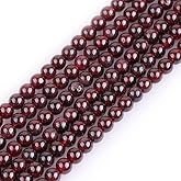 GEM-Inside Natural 4mm Garnet Gemstone Smooth Round Stone Loose Beads Crystal Energy Stone Power for Jewelry Making 15"