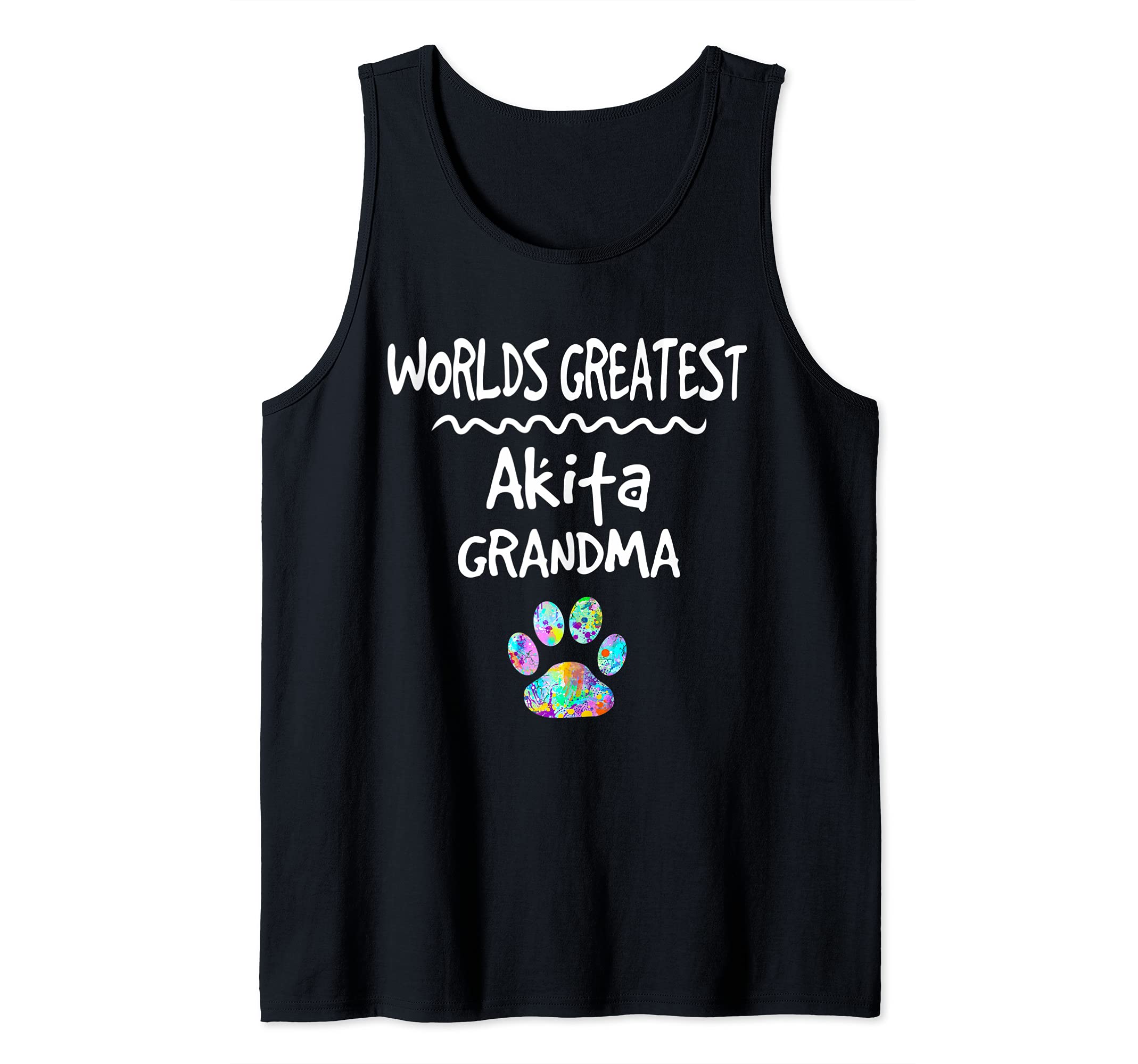 Worlds Greatest Akita Grandma Cute Dog Paw Print Pet Love Tank Top