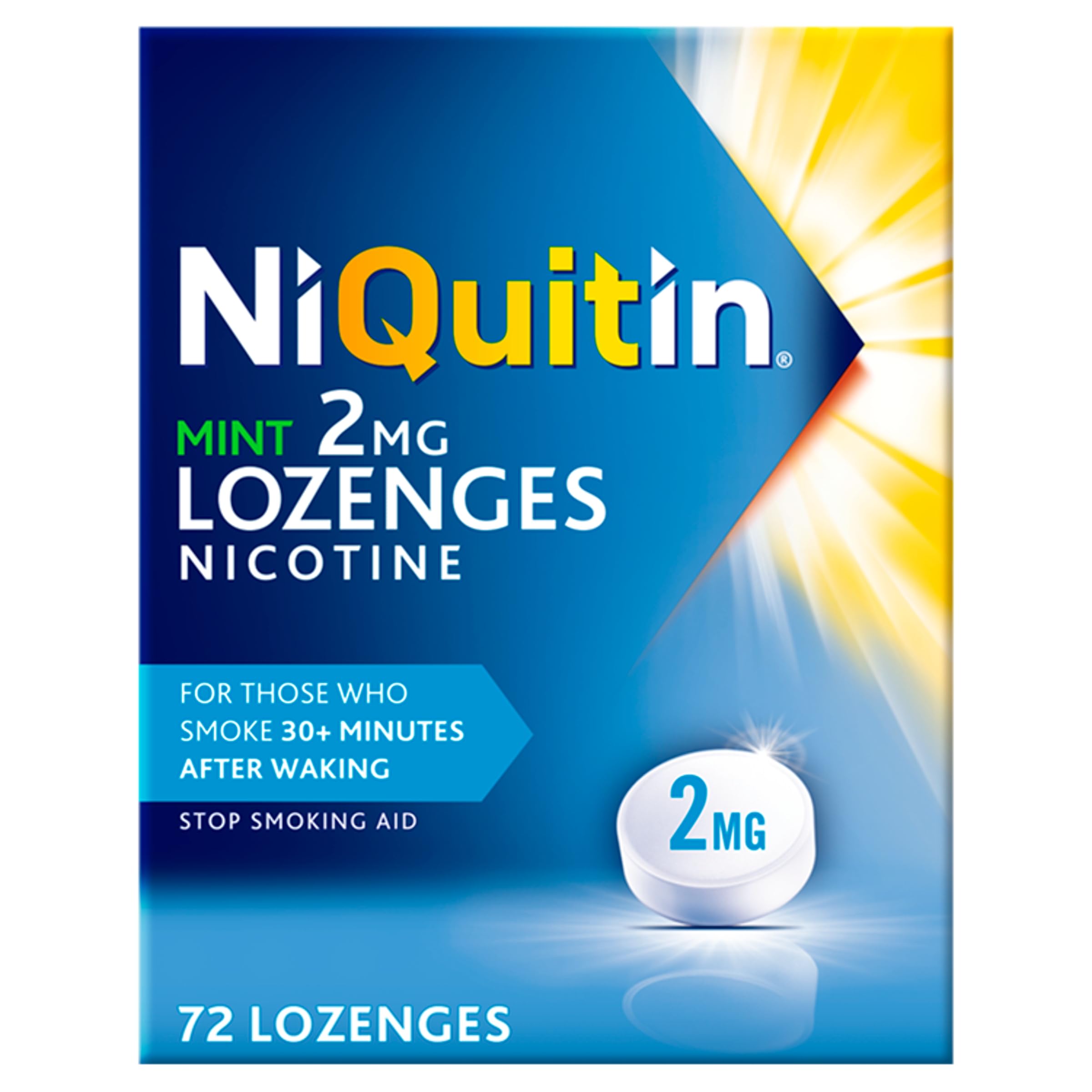 NiQuitin 2mg Nicotine Lozenges - (72 Mint Lozenges) Effective Craving Relief - Stop Smoking Aids for Taking at Home Or On The Go - for Help Quitting Or Reducing Smoking or Vaping