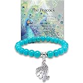 SODLYUE Peacock Bracelet for Women - Turquoise Jewelry with Message Card, Inspirational Gifts for Peacock Lovers