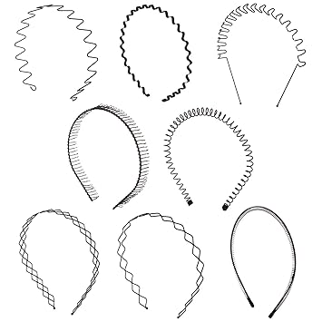 Amazon Com Folora 8pcs Unisex Black Spring Wavy Metal Hair Hoop