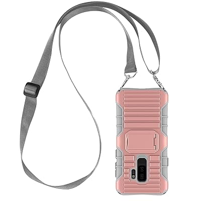 E-Tree Crossbody Lanyard Case for Samsung Galaxy S9 Plus with Kickstand, Shockproof Dual Layered (Hard PC with Soft TPU), Anti-Lost Detachable Necklace Strap for Kids and Outdoors, etc