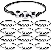 BOHUIZ 12Pcs Soccer Bracelets Soccer Team Gifts Sports themed Ball Charm Soccer Bracelets Adjustable Braided Rope Pendant for Men Women Players Souvenir Party Favors