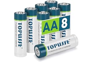 TOPUSSE 8 Pack AA Batteries, Long Lasting Alkaline 1.5v Leakproof Double A Size Battery,10-Year Shelf Life