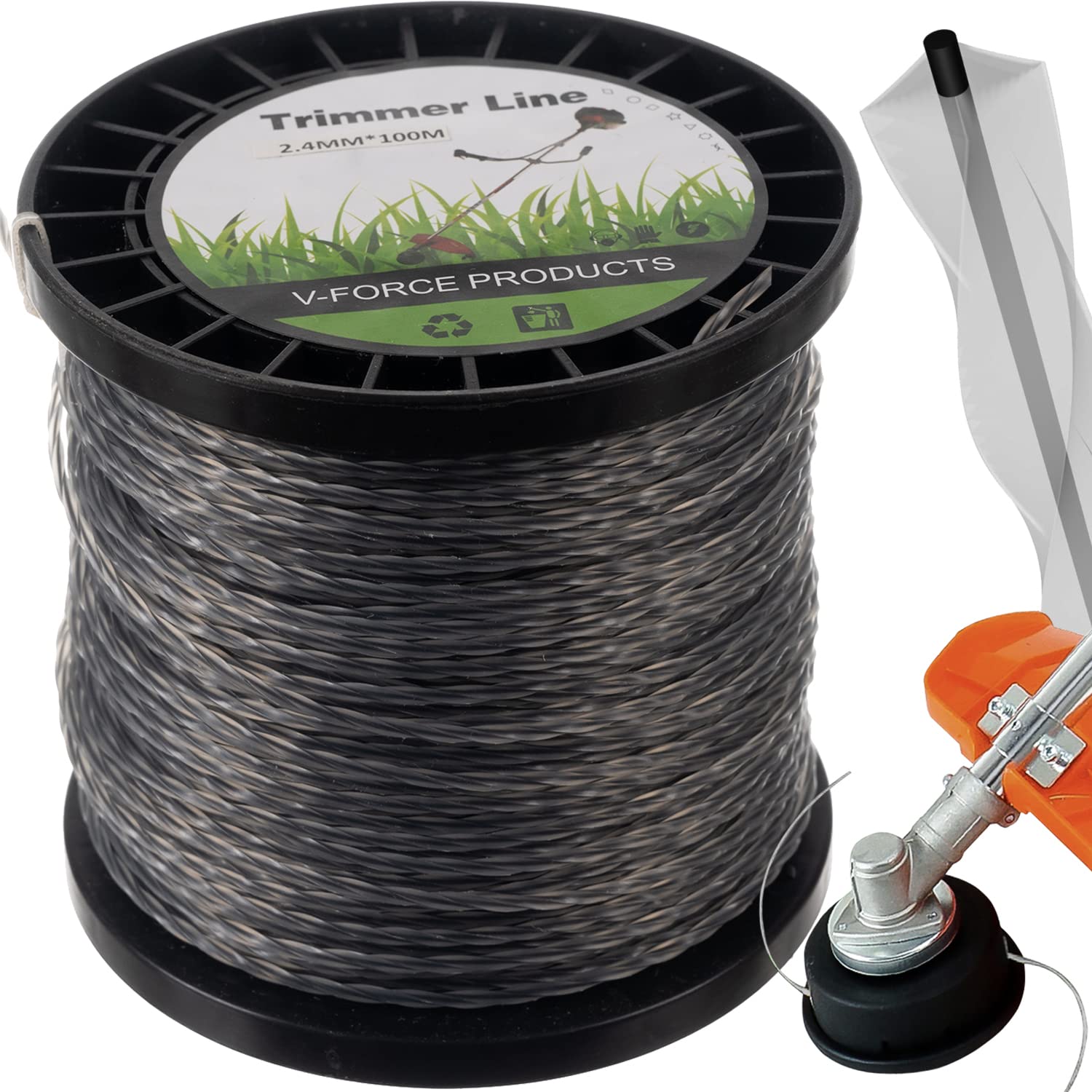 Trimmer Line Grass Trimmer Line 2.4 mm Replacement Thread 100 Metres for Brush Cutters, Grass Trimmers & Brush Cutters