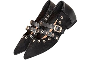 Women Height-Increasing Shoes Metal Hollow Out Mary Jane Flats Double Buckle Strap Casual Fashion Pointed Toe Shoes