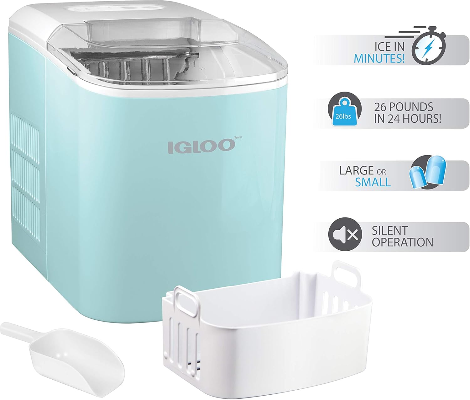 Aqua Igloo ICEB26AQ 26Pound Automatic Portable Countertop Ice Maker
