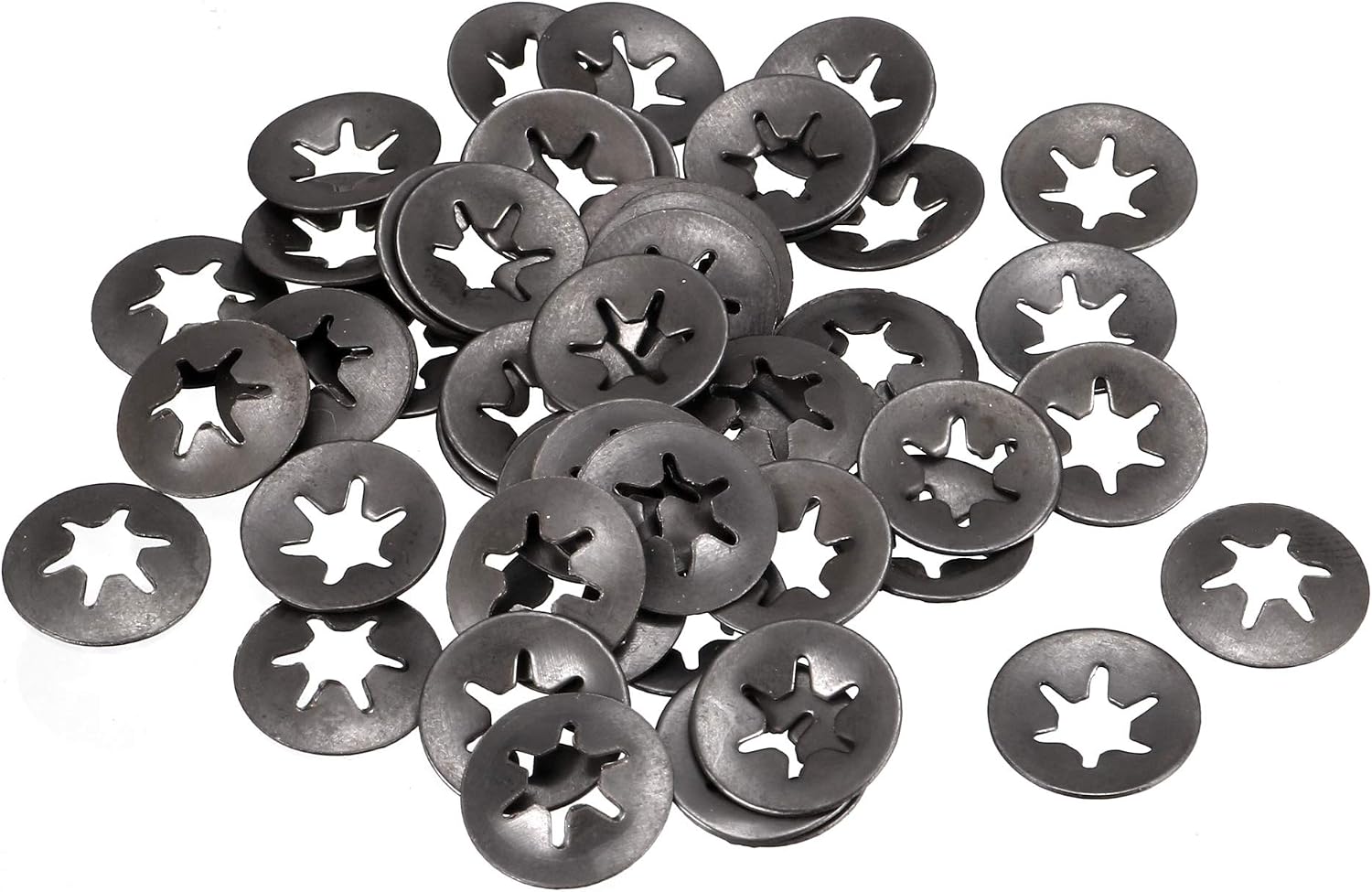 sourcingmap Internal Tooth Washers M4 x 11.5mm 65Mn Black Oxide Finish Push On Washer ing Clips Fastener 100pcs