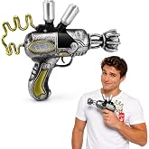 Nicky Bigs Novelties Steampunk Ray Gun Prop, 10in Silver &amp; Black Costume | Silver &amp; Black Steampunk Ray Gun Prop with Gold Accents, Durable &amp; Lightweight, Perfect Halloween Accessory