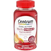 Centrum MultiGummies Multi+ Omega 3, Assorted Fruit Flavors, 110 Count | Supports Heart Health, Normal Brain Function, Eye Health, Daily Energy Needs and Normal Immune Function, GLP-1 Support