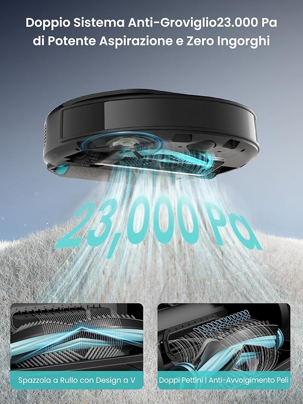 M5 Pro Robot Aspirapolvere Lavapavimenti con Rullo 23.000Pa