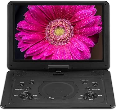 Amazon Com Large 15 4 Screen Portable Dvd Player Internal Swivel Screen With 5 Hours Rechargeable Battery Video Player With Av Cable Sync Tv Region Free Dvd Player With Car Charger Electronics