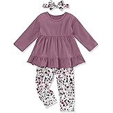FoWear Toddler Girl Clothes Long Sleeve Ruffle Dress Top and Jeans Pants Toddler Girl Fall Outfits