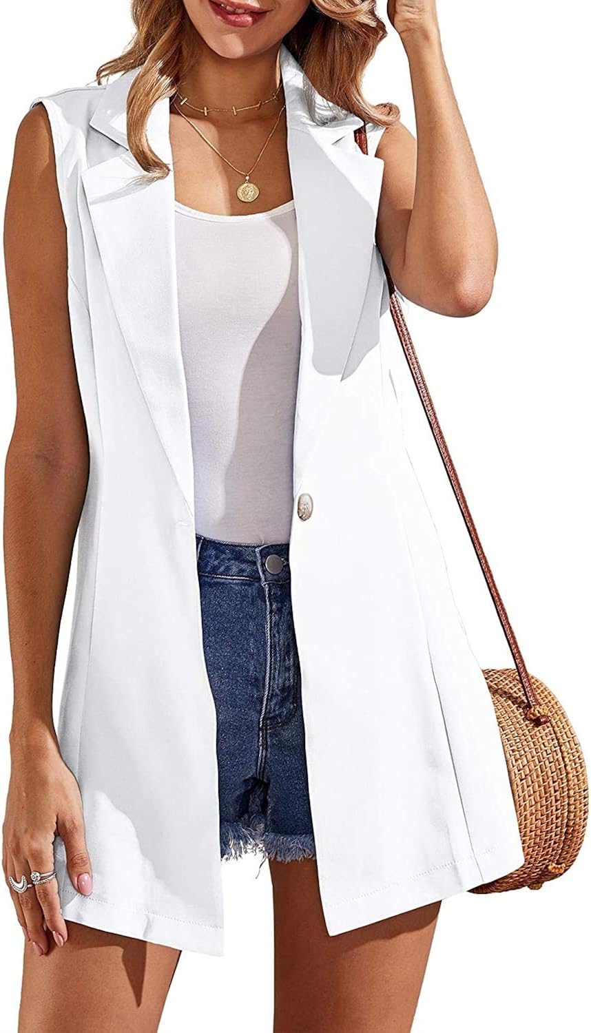 sleeveless duster jacket womens