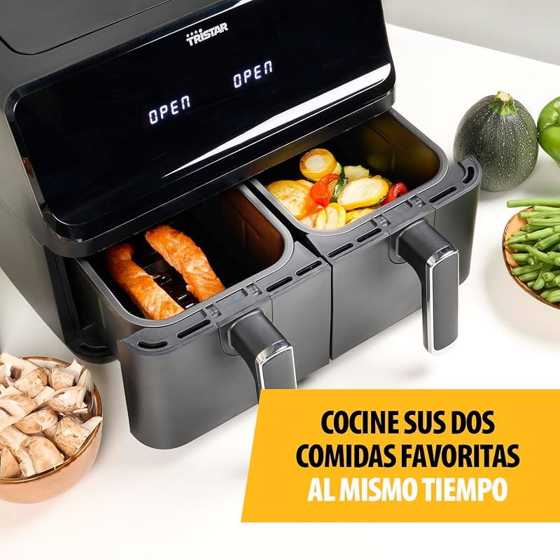 Airfryer Tristar com cesto duplo - 2 x 4 L de capacidade - 2700 W - 8 programas - temperatura ajustável por cesto