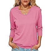 Tankaneo Womens Long Sleeve T-Shirts Casual V Neck Loose Fit Shirts 2025 Fall Lightweight Basic Tees