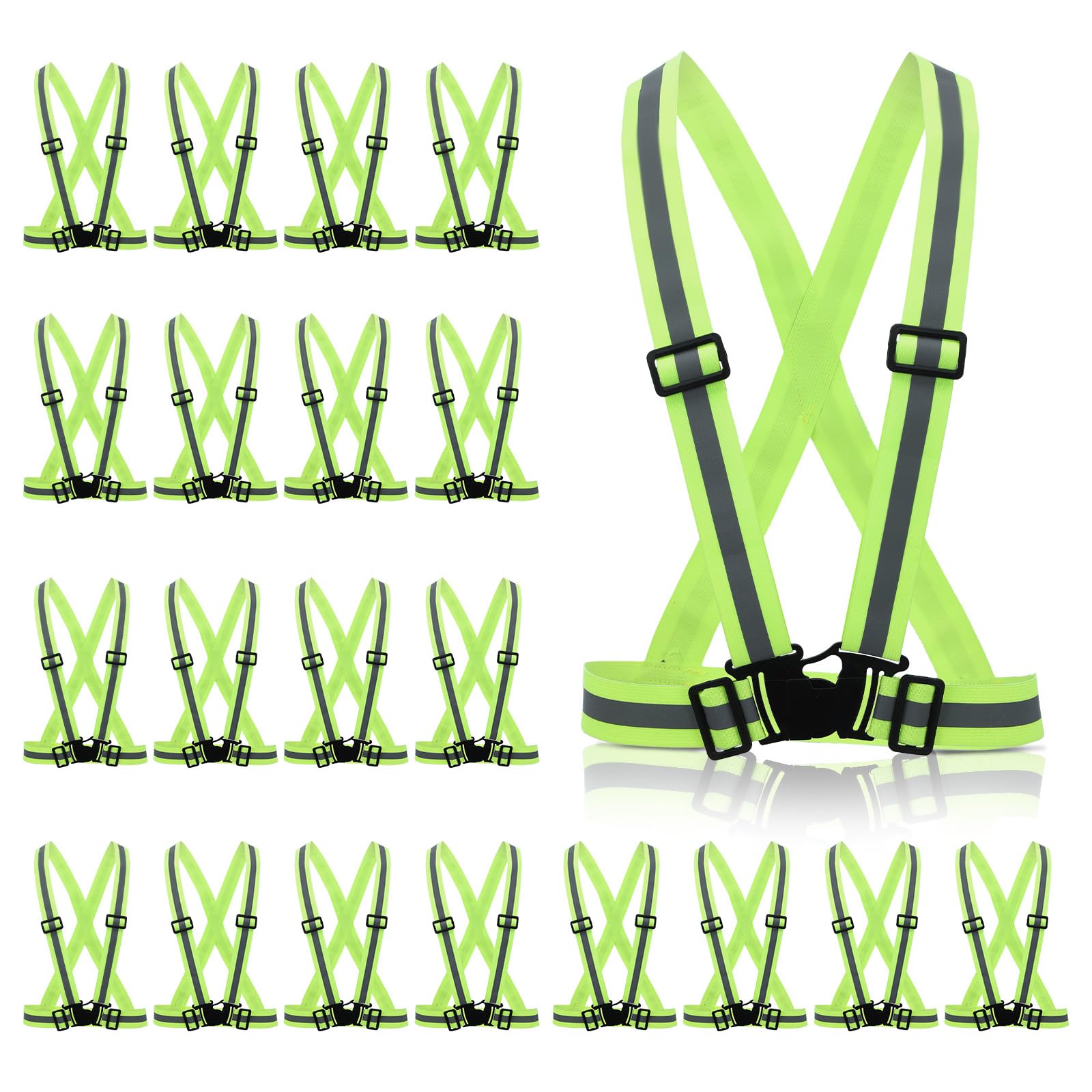Photo 1 of cobee 20 Pcs High Visibility Reflective Vests, Adjustable Safety Vests with Quick Release Buckle Bright Yellow Reflector for Running Cycling Construction