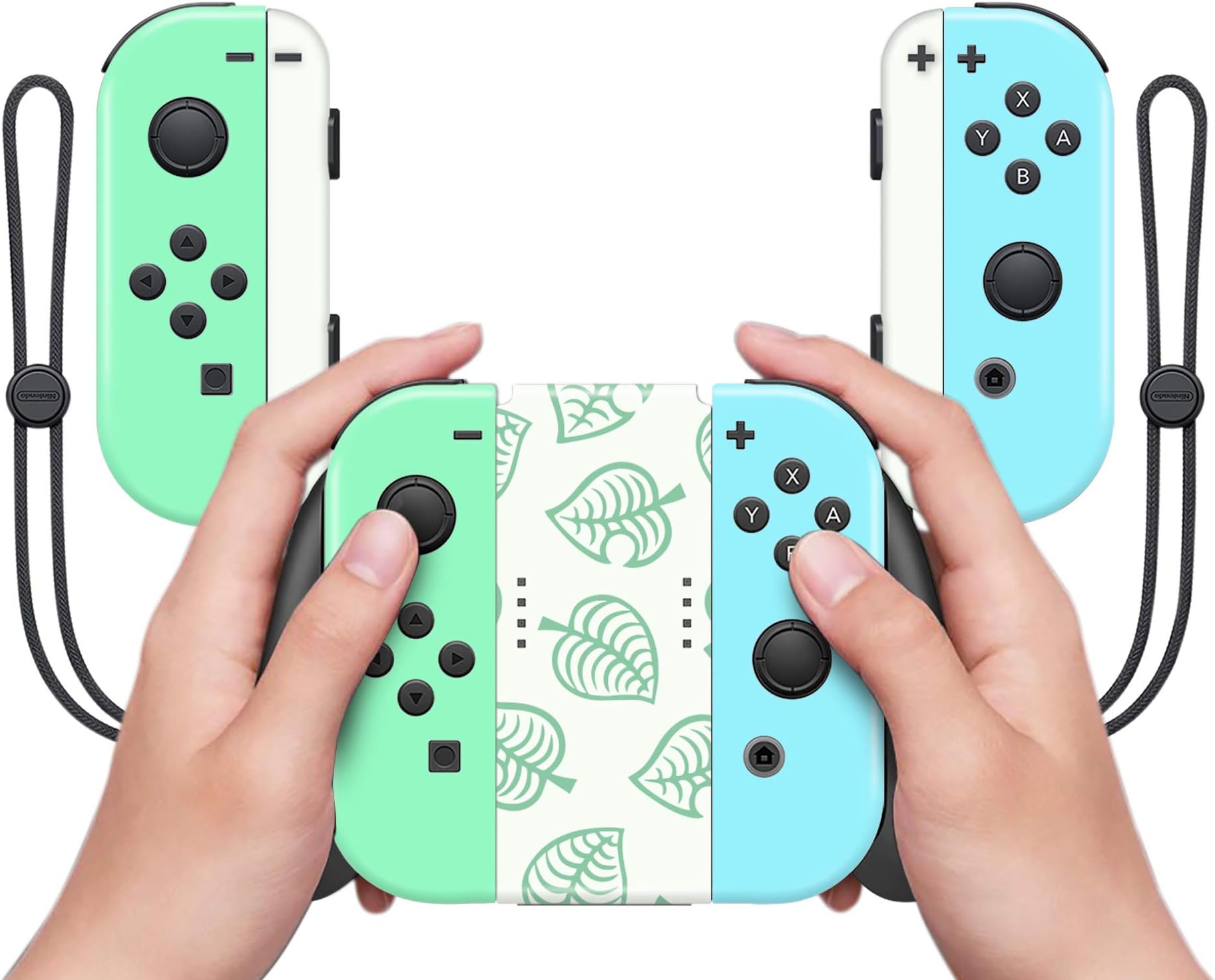 Solid Green and Blue with Leaves Full wrap Vinyl Skin for Nintendo Switch 3M Premium Vinyl 3M overlaminate (Full Set)