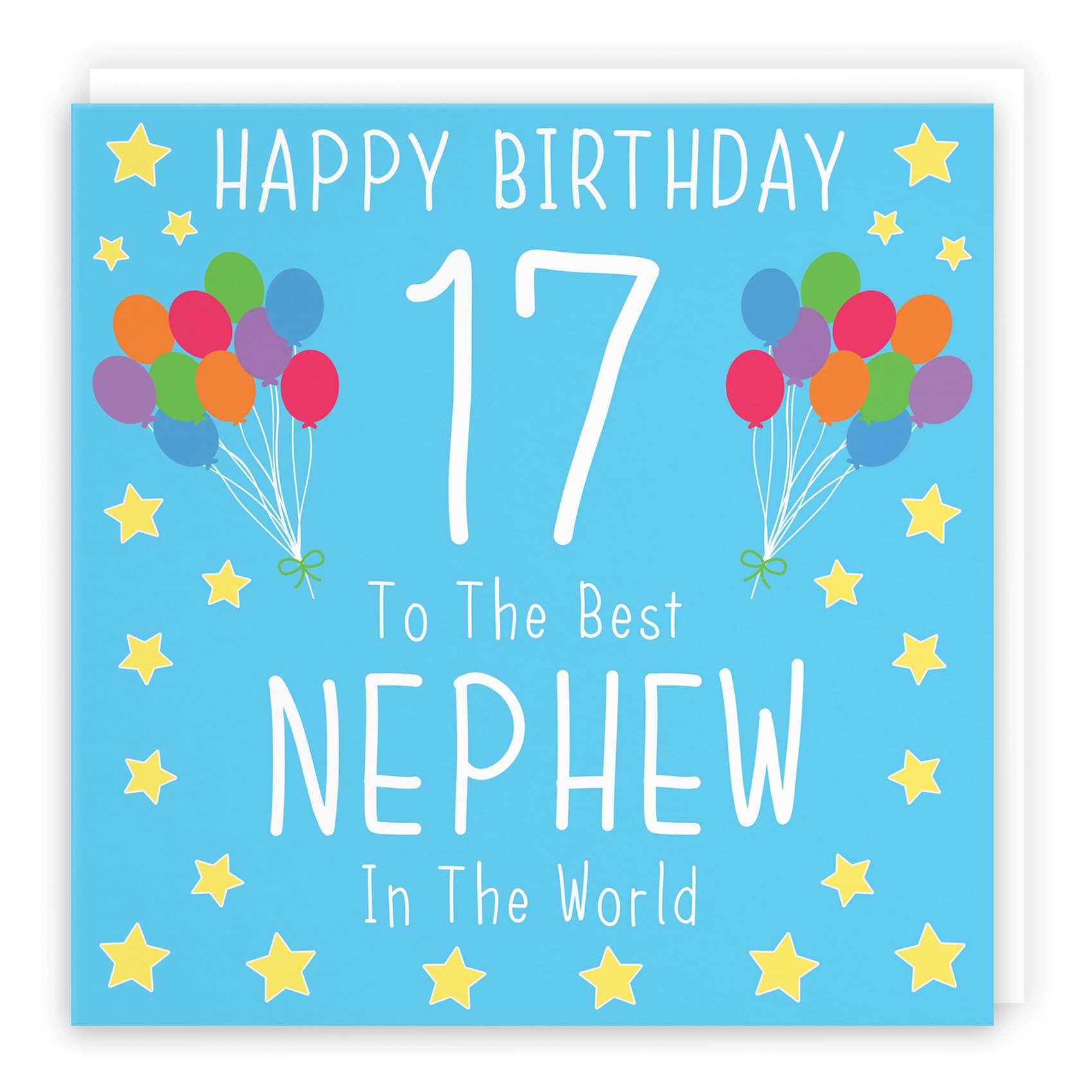 Hunts England - Large Nephew 17th Birthday Card - Happy Birthday - 17 - To The Best Nephew In The World - Iconic Collection - Large - 210 x 210 mm - Age 17