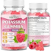 Potassium Gummies for Adults with 1200mg Potassium Chloride - Supports Muscle Health & Leg Cramps, Raspberry Flavor, 60 Count