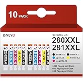 ONLYU Compatible Ink Cartridge Replacement for Canon 280 281 PGI 280 XXL CLI 281 XXL for PIXMA TR8520 TR7520 TS6120 TS6220 TS6320 TS8120 TS8220 TS9120 TS9520 TS9521C TS702 Printer (10 Pack)