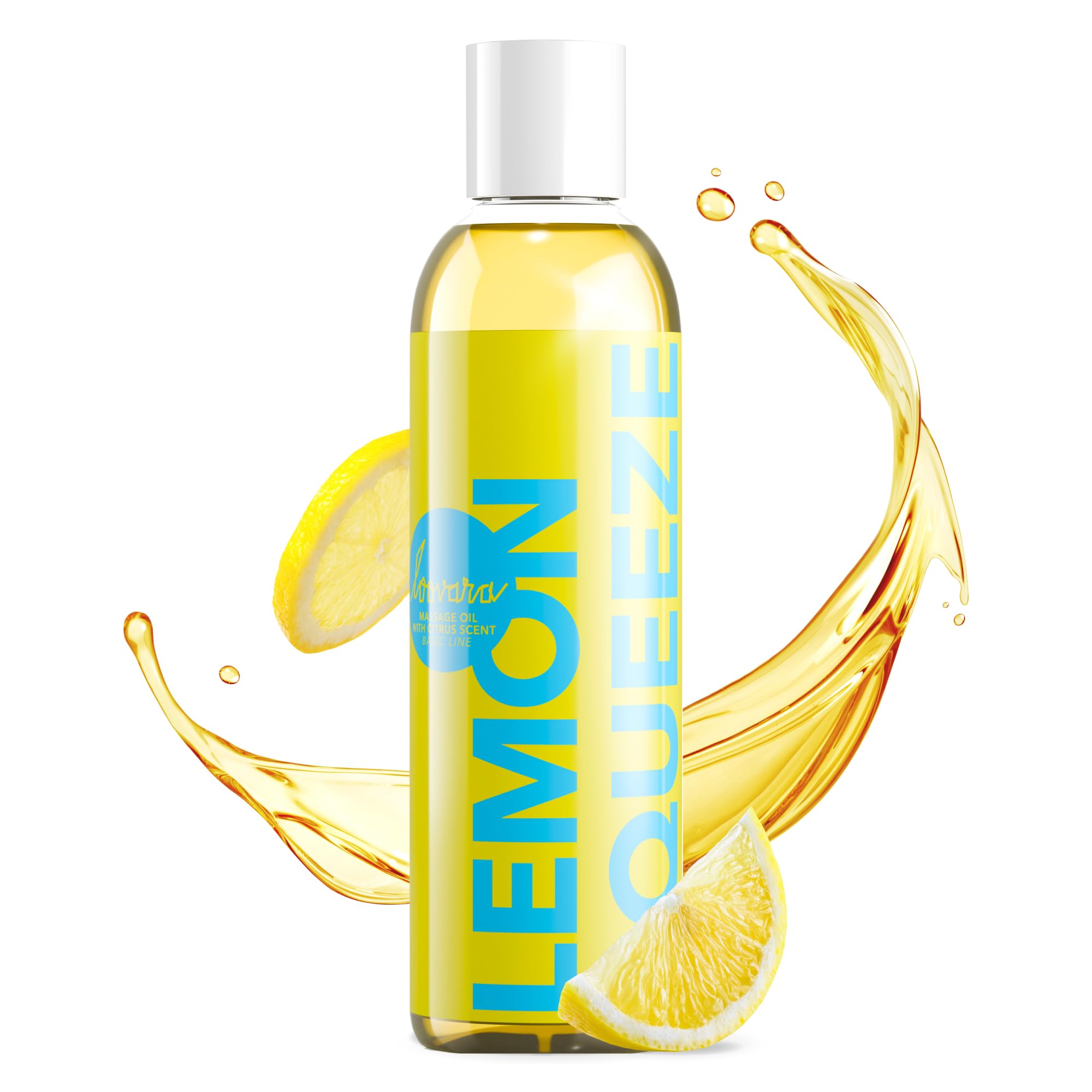 Loovara Massage Oil 250 ml - Lemon Squeeze – Erotic and stimulating Massage Oil with a Fruity Citrus Scent for pleasurable Foreplay and Partner Massage | Natural Oils, dermatologically Tested.