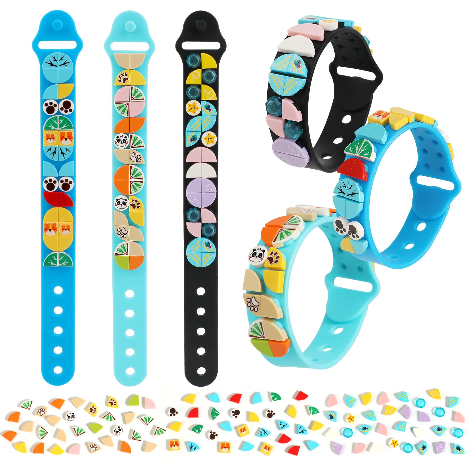 Pwsap 3 Pack DIY DOTS Bracelet for Boys Girls, Dots Construction Toys Kit, Creative Bracelet Making Kit, Beads Jewellery Set for Kids