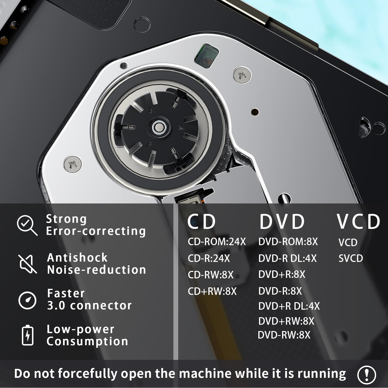 Dainty External CD/DVD Drive for Laptop Portable CD/DVD Burner USB 3.0 Optical Disk Drive for for Laptop Mac, DVD Player for PC Compatible with Windows /10/8/7 Linux OS