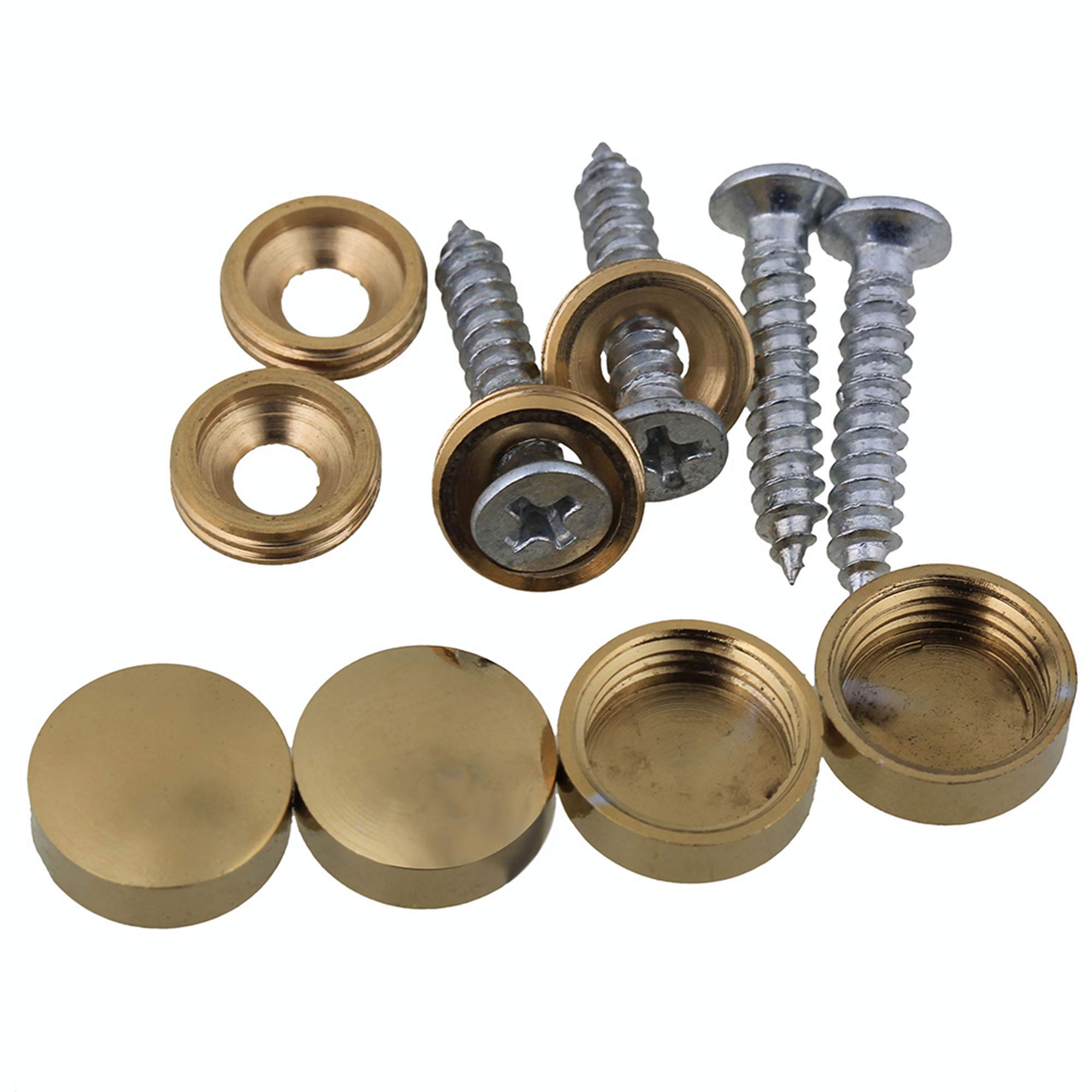 SHANOER 8 Pcs 10mm Dia Brass Mirror Screws with Decorative Cap Cover Nut,Golden Finish (12mm) Cap Diameter 9.3mm