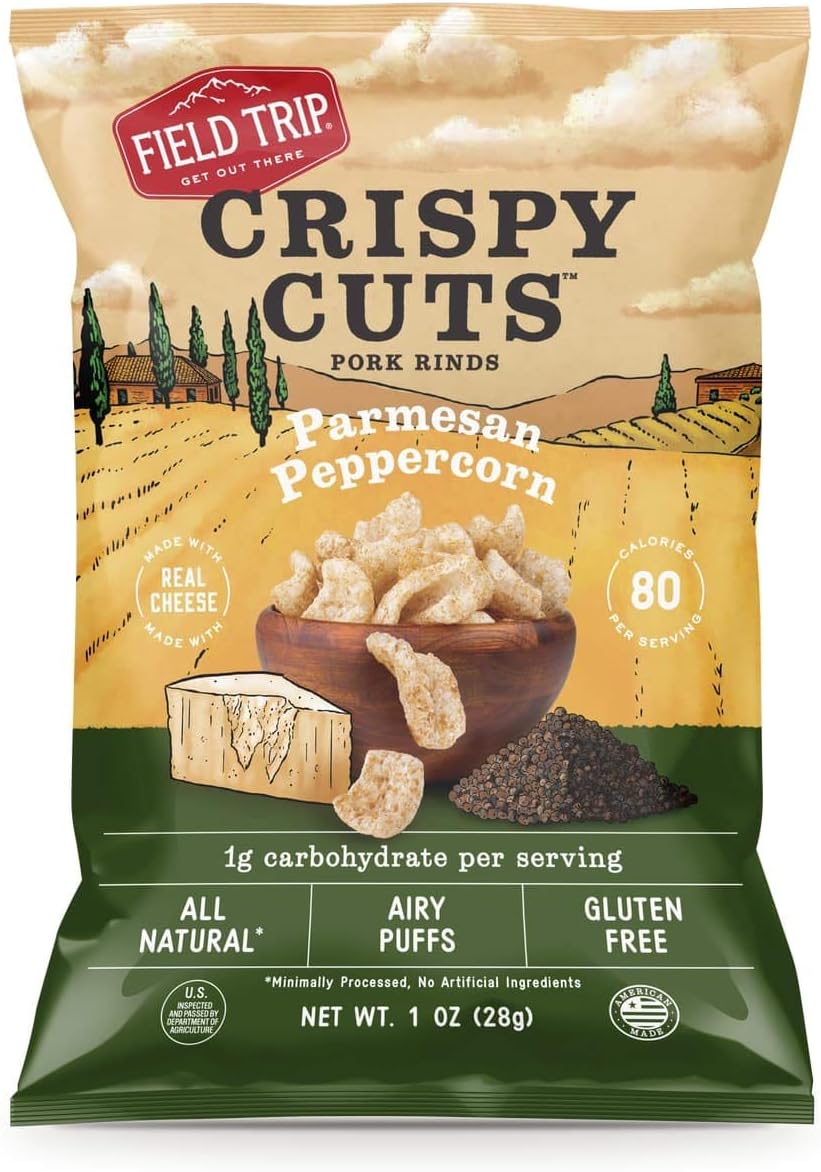 Field Trip Keto Diet Friendly, Low Carb, Parmesan Peppercorn Pork Rinds, 2.5 Ounce (10 Count)