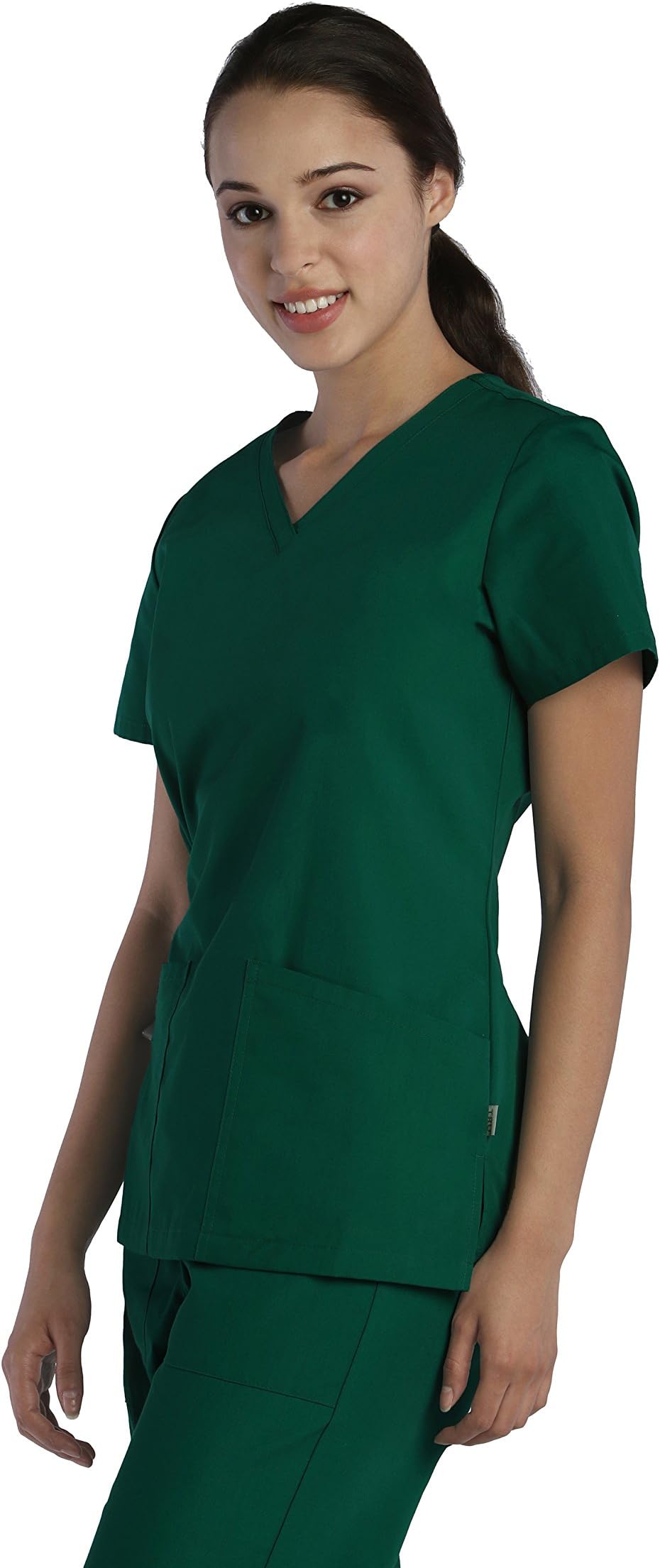 Tru Basic Womens V-Neck 2-Pocket Scrub Top 10102 (X-Small, Hunter Green)